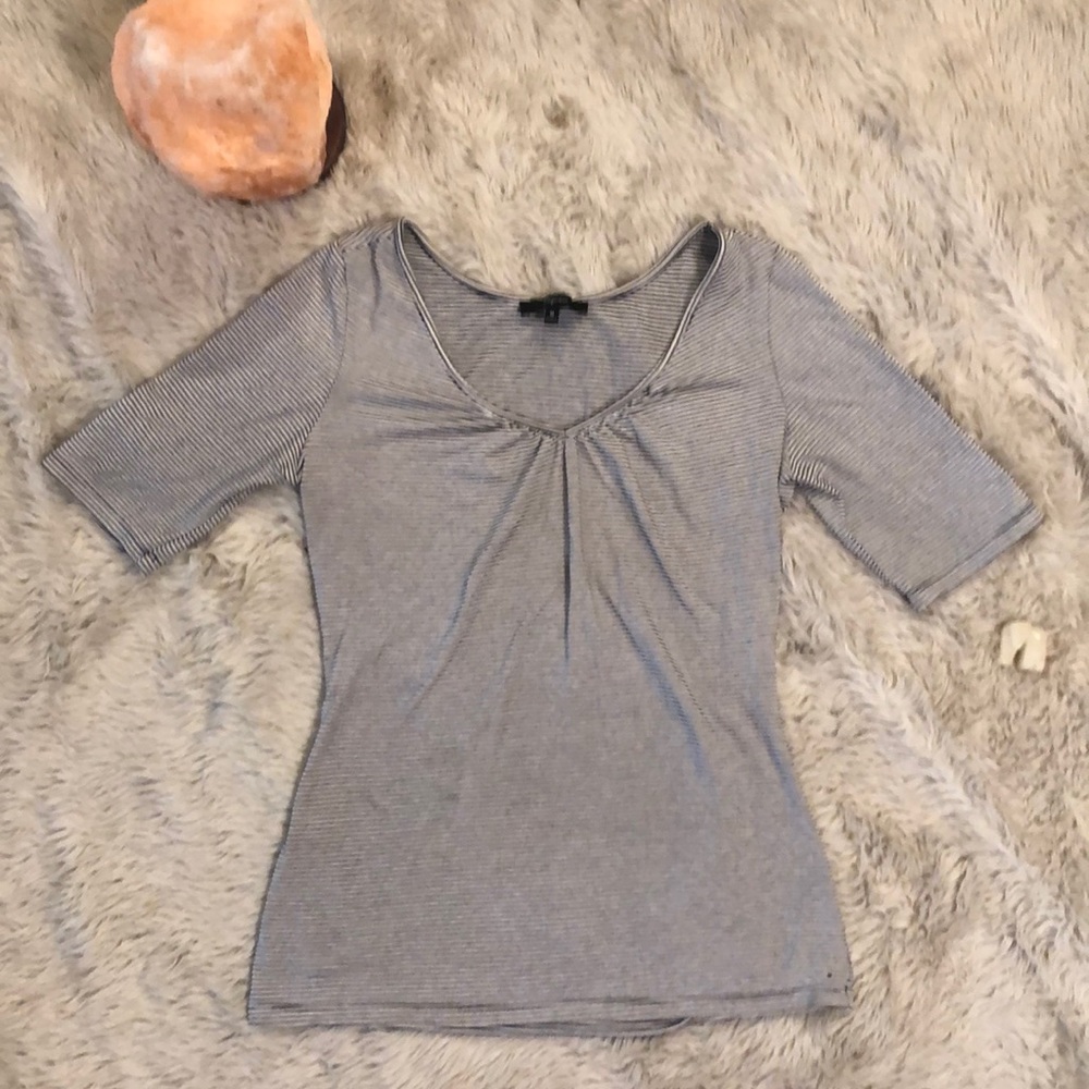 Express striped quarter sleeved stretchy top